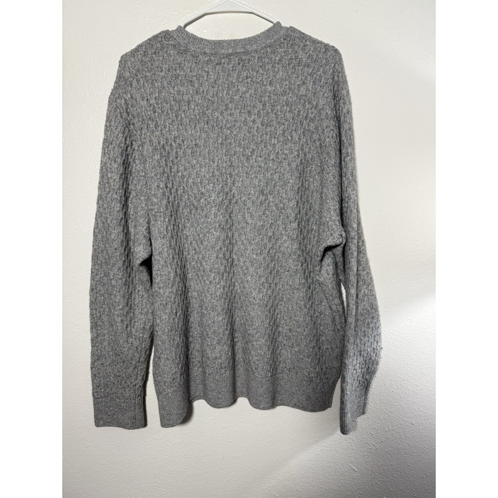 Abercrombie & Fitch Sweater Mens XXL ‎ Gray Cotton Cable Knit Crew Neck Pullover - Picture 3 of 5